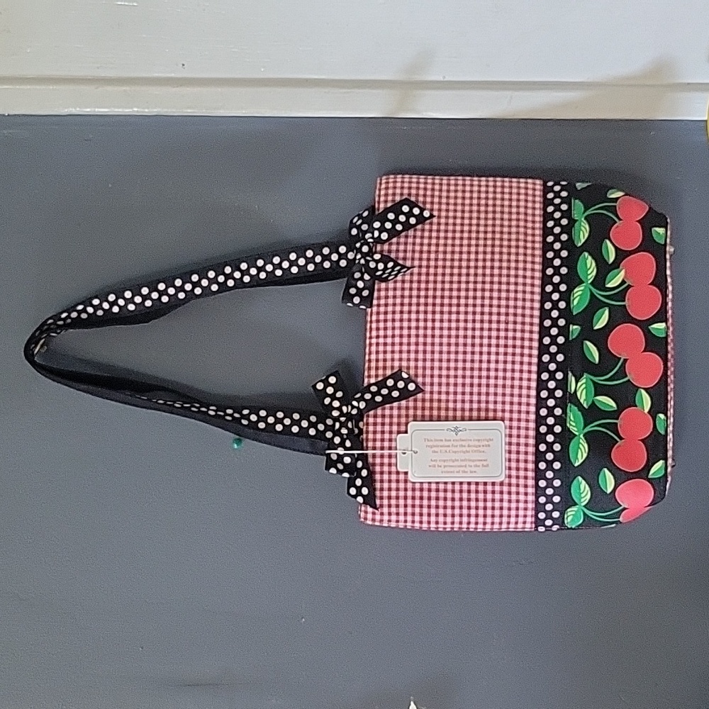 Cute cherry purse  12 in across ×9 half in deep